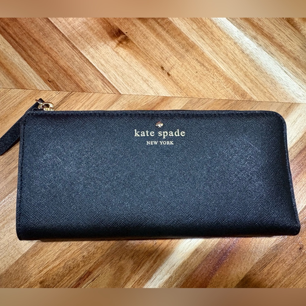 Kate Spade Black Wallet with Gold Accents